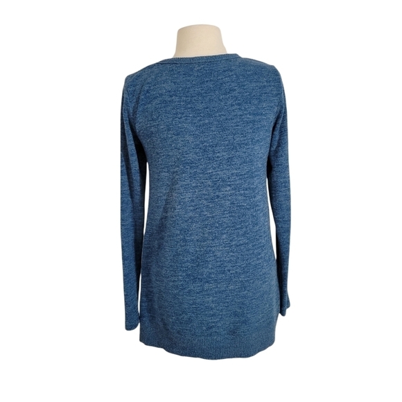 Mod-O-Doc Teal Marled Knit Crossover Layered Long Sweater - Picture 4 of 8